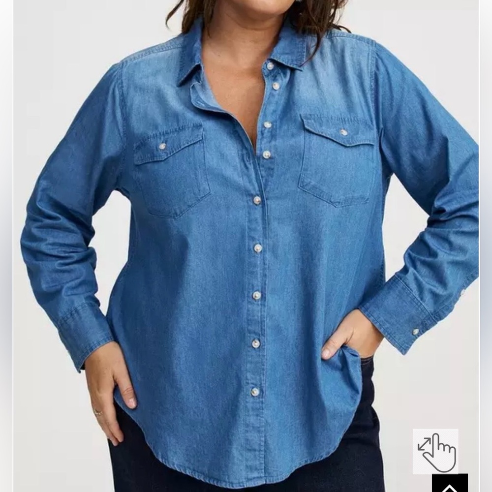 Torrid Chambray Blue Denim Button-Up Shirt Women’s Plus Sz 3